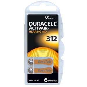 Duracell Activair Mercury Free Hearing Aid Batteries Size 312 - 60 cells